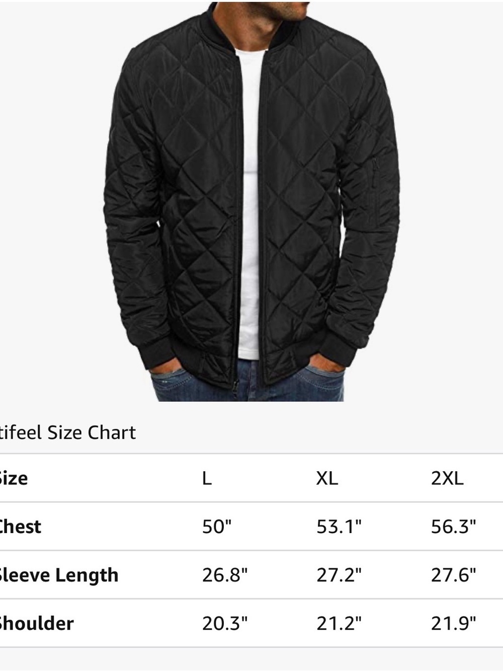 NWT Men's Quilted Bomber Jacket - Black SIZE XXL - Picture 3 of 8